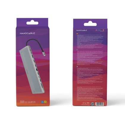 Nanocable 10.16.1012 replicatore di porte e docking station per laptop Cablato USB 3.2 Gen 1 (3.1 Gen 1) Type-C Grigio