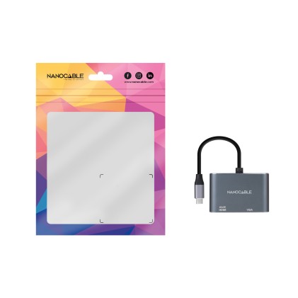 Nanocable 10.16.4303 cavo e adattatore video 0,15 m DisplayPort + Mini DisplayPort + USB Type-C HDMI + VGA (D-Sub) Grigio