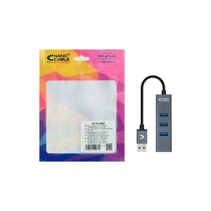 Nanocable 10.16.4402 hub di interfaccia USB 3.2 Gen 1 (3.1 Gen 1) Type-A Grigio