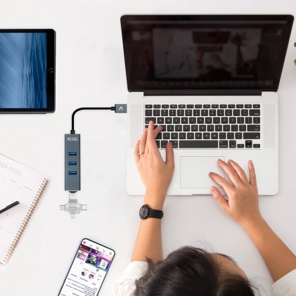 Nanocable 10.16.4402 hub di interfaccia USB 3.2 Gen 1 (3.1 Gen 1) Type-A Grigio