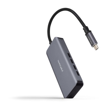 Nanocable 10.16.4504 hub di interfaccia USB 3.2 Gen 1 (3.1 Gen 1) Type-C 5000 Mbit/s Grigio