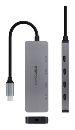 Nanocable 10.16.4505 hub di interfaccia USB 3.2 Gen 1 (3.1 Gen 1) Type-C 5000 Mbit/s Grigio