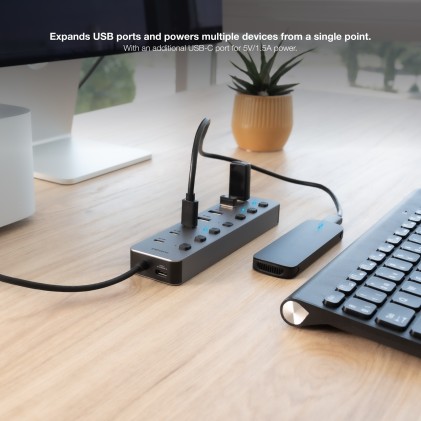Nanocable 10.16.4510 hub di interfaccia USB 3.2 Gen 1 (3.1 Gen 1) Type-A + Type-C 5000 Mbit/s Argento
