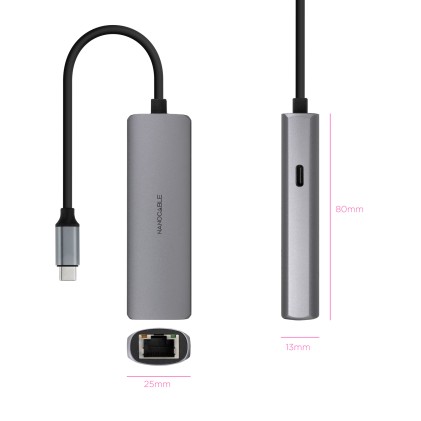 Nanocable 10.16.4603 replicatore di porte e docking station per laptop Cablato USB 3.2 Gen 1 (3.1 Gen 1) Type-C Grigio