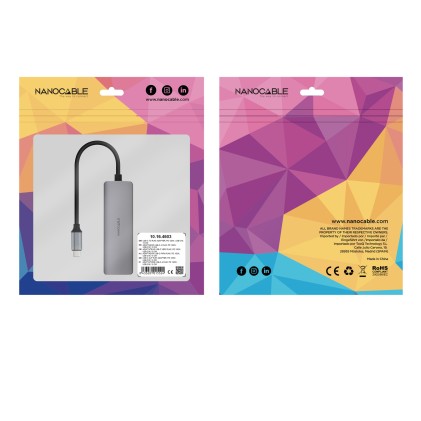 Nanocable 10.16.4603 replicatore di porte e docking station per laptop Cablato USB 3.2 Gen 1 (3.1 Gen 1) Type-C Grigio