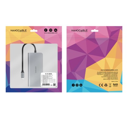 Nanocable 10.16.4609 replicatore di porte e docking station per laptop Cablato USB 3.2 Gen 1 (3.1 Gen 1) Type-C Grigio