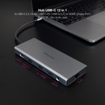 Nanocable 10.16.4612 replicatore di porte e docking station per laptop Cablato USB 3.2 Gen 1 (3.1 Gen 1) Type-C Grigio