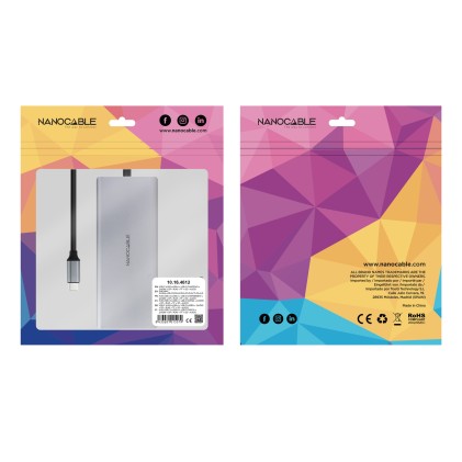 Nanocable 10.16.4612 replicatore di porte e docking station per laptop Cablato USB 3.2 Gen 1 (3.1 Gen 1) Type-C Grigio