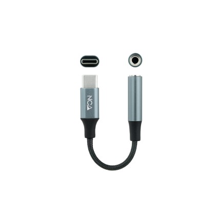 Nanocable 10.24.1204 cavo audio 0,11 m 3,5 mm USB C Nero, Grigio