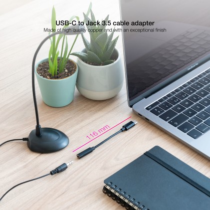 Nanocable 10.24.1205 cavo audio 0,11 m 3,5 mm USB C Nero