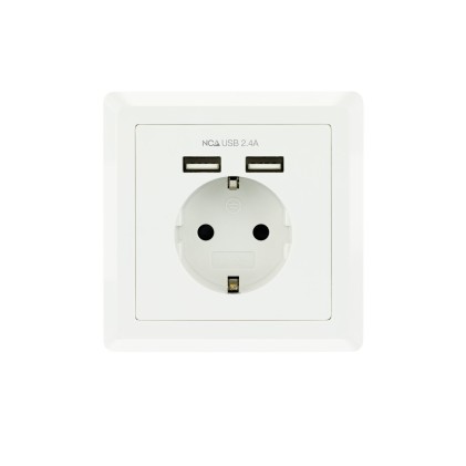 Nanocable 10.35.0010 presa energia CEE 7/3 + USB Bianco