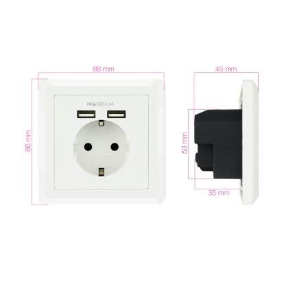 Nanocable 10.35.0010 presa energia CEE 7/3 + USB Bianco