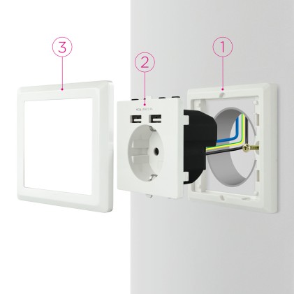 Nanocable 10.35.0010 presa energia CEE 7/3 + USB Bianco