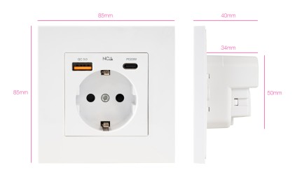 Nanocable 10.35.0011 presa energia AC + USB A + USB C Bianco