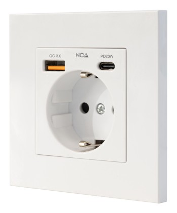 Nanocable 10.35.0011 presa energia AC + USB A + USB C Bianco