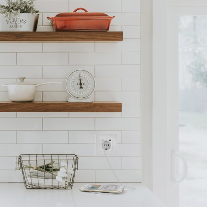 Nanocable 10.35.0011 presa energia AC + USB A + USB C Bianco