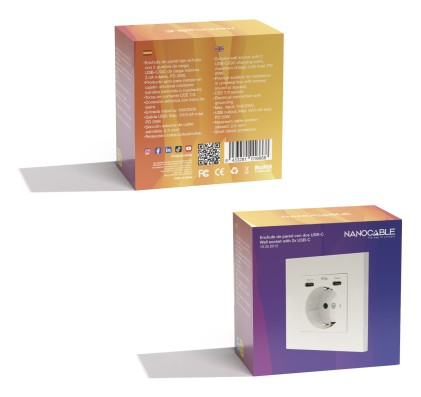 Presa da parete da incasso Nanocable tipo Schuko - 2xUSB-C PD - 3,4 A - Bianco