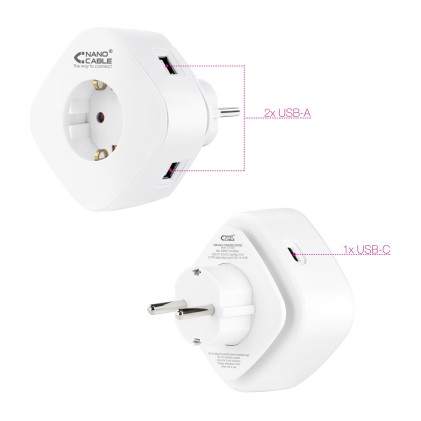 Nanocable 10.37.0003 Caricabatterie per dispositivi mobili Bianco Interno