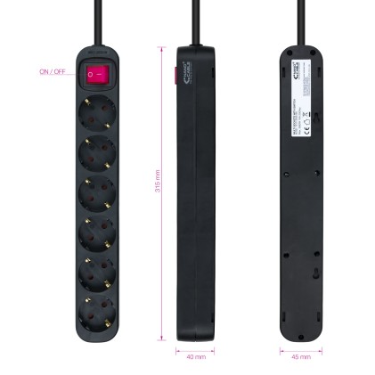 Nanocable 10.37.0006-BK prolunghe e multiple 1,4 m 6 presa(e) AC Interno Nero