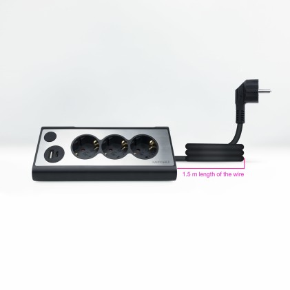 Nanocable 10.37.0013-BK prolunghe e multiple 1,5 m 3 presa(e) AC Interno Alluminio, Nero