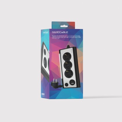 Nanocable 10.37.0013-BK prolunghe e multiple 1,5 m 3 presa(e) AC Interno Alluminio, Nero