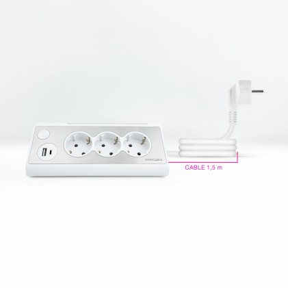 Nanocable 10.37.0013-W prolunghe e multiple 1,5 m 3 presa(e) AC Interno Alluminio, Bianco