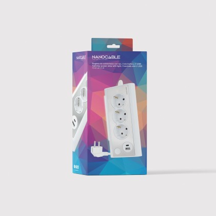 Nanocable 10.37.0013-W prolunghe e multiple 1,5 m 3 presa(e) AC Interno Alluminio, Bianco