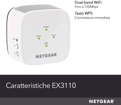 Repeater Wi Fi Netgear Ex-3110-100Pes Ac750 Range Extender White