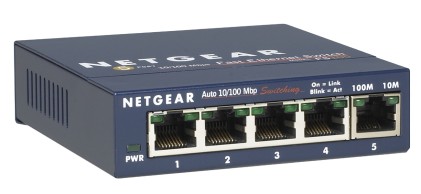 NETGEAR 5-Port Ethernet Switch metal case desktop fanless external power supply