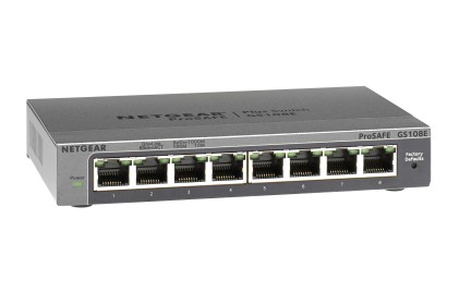 NETGEAR ProSafe Smart Managed Plus Switch - GS108Ev3 - 8-port Gigabit 10/100/1000 Mbps - Desktop - fanless