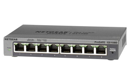 NETGEAR ProSafe Smart Managed Plus Switch - GS108Ev3 - 8-port Gigabit 10/100/1000 Mbps - Desktop - fanless