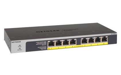 Netgear GS108LP Non gestito Gigabit Ethernet (10/100/1000) Supporto Power over Ethernet (PoE) 1U Nero, Grigio