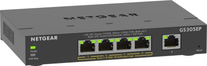 NETGEAR 5-Port Gigabit Ethernet PoE+ Plus Switch (GS305EP) Gestito L2/L3 Gigabit Ethernet (10/100/1000) Supporto Power over Ethernet (PoE) Nero