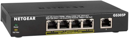 NETGEAR GS305P 5-Port PoE Gigabit Ethernet Unmanaged Switch Fanless Metal Cost-effective Low-power consumption