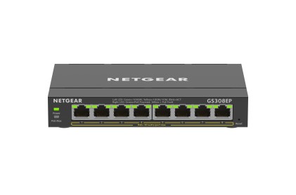 NETGEAR 8-Port Gigabit Ethernet PoE+ Plus Switch (GS308EP) Gestito L2/L3 Gigabit Ethernet (10/100/1000) Supporto Power over Ethernet (PoE) Nero