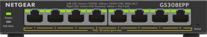 NETGEAR 8-Port Gigabit Ethernet High-Power PoE+ Plus Switch (GS308EPP) Gestito L2/L3 Gigabit Ethernet (10/100/1000) Supporto Power over Ethernet (PoE) Nero