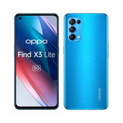 OPPO Find X3 Lite Smartphone 5G, Qualcomm 765G, Display 6.43  FHD+AMOLED, 4 Fotocamere 64MP, RAM 8GB ESPANDIBILE FINO A 13GB+ROM 128GB, 4400mAh, Dual Sim, [Versione Italiana], Colore Astral Blue