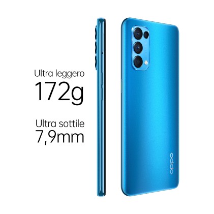 OPPO Find X3 Lite Smartphone 5G, Qualcomm 765G, Display 6.43  FHD+AMOLED, 4 Fotocamere 64MP, RAM 8GB ESPANDIBILE FINO A 13GB+ROM 128GB, 4400mAh, Dual Sim, [Versione Italiana], Colore Astral Blue