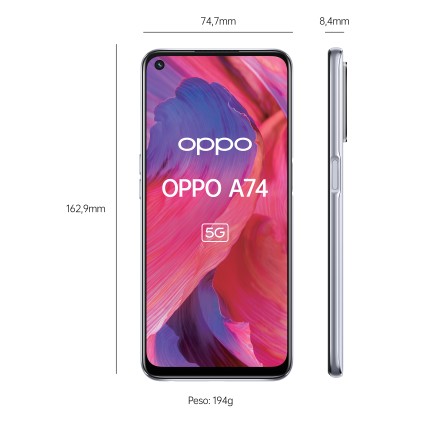 OPPO A74 5G 16,5 cm (6.5") Doppia SIM Android 11 USB tipo-C 6 GB 128 GB 5000 mAh Argento