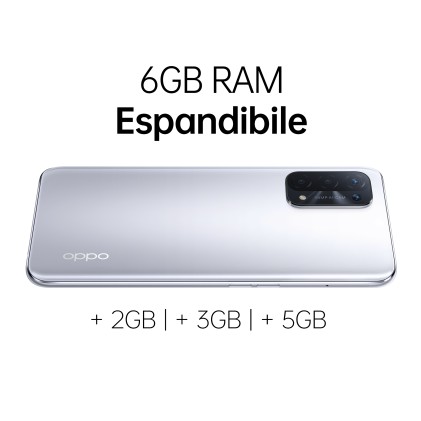 OPPO A74 5G 16,5 cm (6.5") Doppia SIM Android 11 USB tipo-C 6 GB 128 GB 5000 mAh Argento