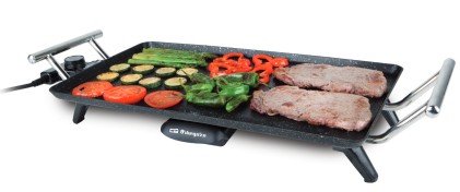 Orbegozo TBC Piastra Griglia in Ceramica - Cucina Sana Senza Sprechi - Trasportabile al Tavolo - Facile Pulizia - Potenza 2500W