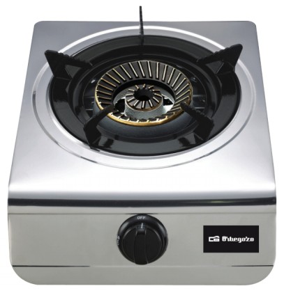 Orbegozo FO 1700 piano cottura Nero, Acciaio inox Superficie piana Gas 1 Fornello(i)