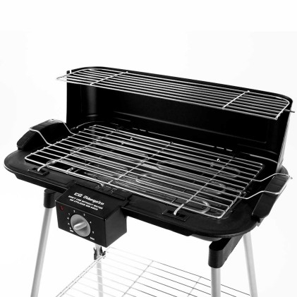 Orbegozo BCT 3950 Barbecue Elettrico con Gambe - Cottura Sana e Veloce Ovunque - Potenza 2200 W - Altezza 83,5 cm - Resistenza in Acciaio Inox - Protezione dal Vento - Facile Pulizia