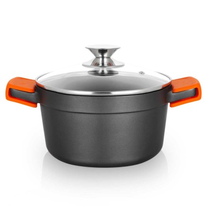 Orbegozo CDH 3020 - Casseruola in Resistente Alluminio Pressofuso - Versatilità e Sicurezza in Cucina - Antiaderente e Adatta a Tutti i Tipi di Piani Cottura - Coperchio in Vetro Temperato - Capacità 2,8 L