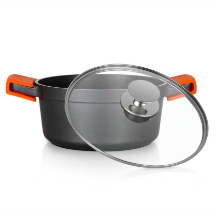 Orbegozo CDH 3020 - Casseruola in Resistente Alluminio Pressofuso - Versatilità e Sicurezza in Cucina - Antiaderente e Adatta a Tutti i Tipi di Piani Cottura - Coperchio in Vetro Temperato - Capacità 2,8 L