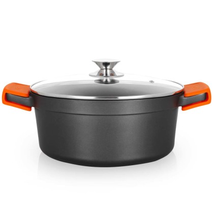 Orbegozo CDH 3020 - Casseruola in Resistente Alluminio Pressofuso - Versatilità e Sicurezza in Cucina - Antiaderente e Adatta a Tutti i Tipi di Piani Cottura - Coperchio in Vetro Temperato - Capacità 2,8 L