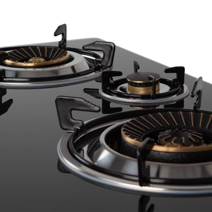 Orbegozo FO 3520 piano cottura Nero, Acciaio inox Superficie piana Gas 3 Fornello(i)