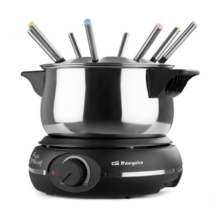 Fonduta elettrica in acciaio inossidabile Orbegozo FDR 14 - Goditi il ​​formaggio fuso - Cioccolata calda e altro in un gruppo - Potenza 1500 W - Pentola da 1,4 L
