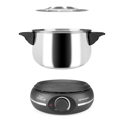 Fonduta elettrica in acciaio inossidabile Orbegozo FDR 14 - Goditi il ​​formaggio fuso - Cioccolata calda e altro in un gruppo - Potenza 1500 W - Pentola da 1,4 L