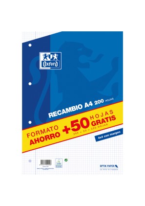 Oxford 400119437 ricambi per quaderni 210 x 297 mm (A4) 250 fogli